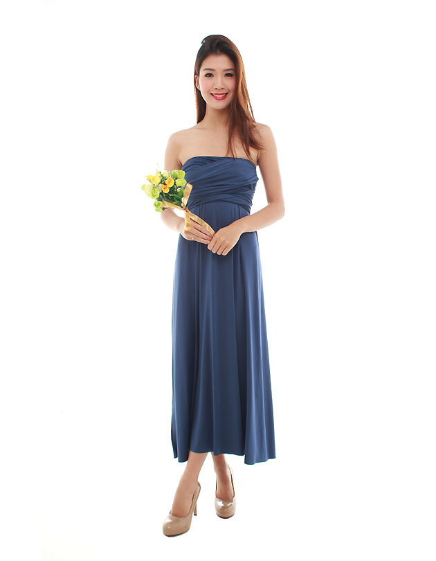 Cherie Convertible Maxi Dress in Navy Blue